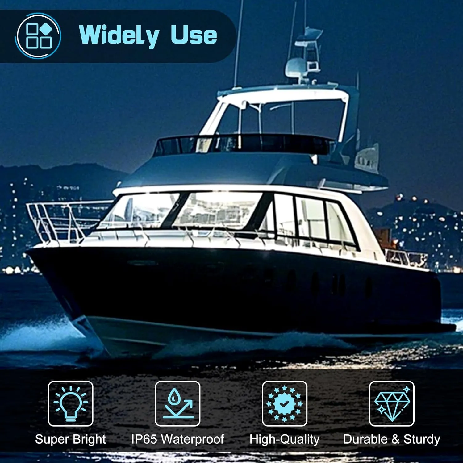 UCINNOVATE 8Pcs 3.15Round LED Marine Light with sliver housing, Navigation Boat Lights, LEDs Boat Interior Light, Deck Courtesy Lighting IP65 Waterproof, LED Marine Stern Lights, 12-24V (White)
