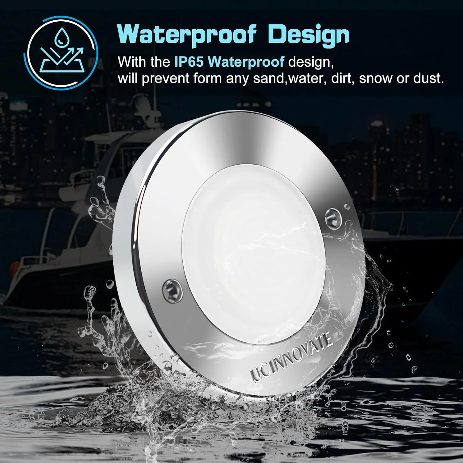 UCINNOVATE 8Pcs 3.15Round LED Marine Light with sliver housing, Navigation Boat Lights, LEDs Boat Interior Light, Deck Courtesy Lighting IP65 Waterproof, LED Marine Stern Lights, 12-24V (White)