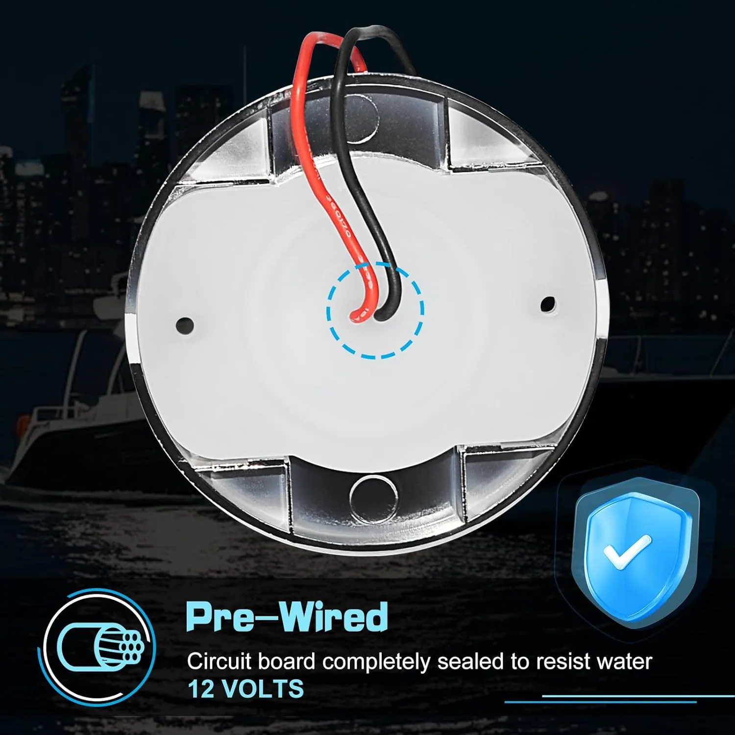 UCINNOVATE 8Pcs 3.15Round LED Marine Light with sliver housing, Navigation Boat Lights, LEDs Boat Interior Light, Deck Courtesy Lighting IP65 Waterproof, LED Marine Stern Lights, 12-24V (White)