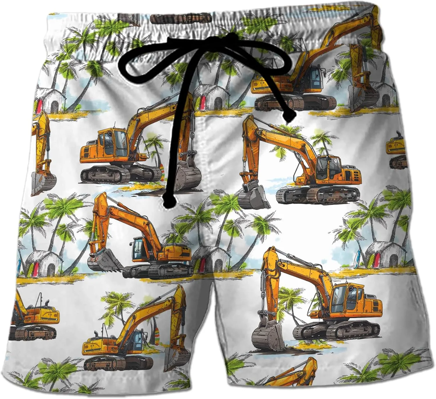 V-DECORPARKS Excavator Mens Swim Trunks - Excavators Swimming Trunk for Men - Beach Shorts, Mens Swim Shorts 40