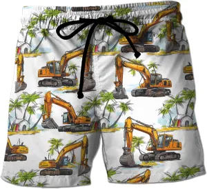 V-DECORPARKS Excavator Mens Swim Trunks - Excavators Swimming Trunk for Men - Beach Shorts, Mens Swim Shorts 40