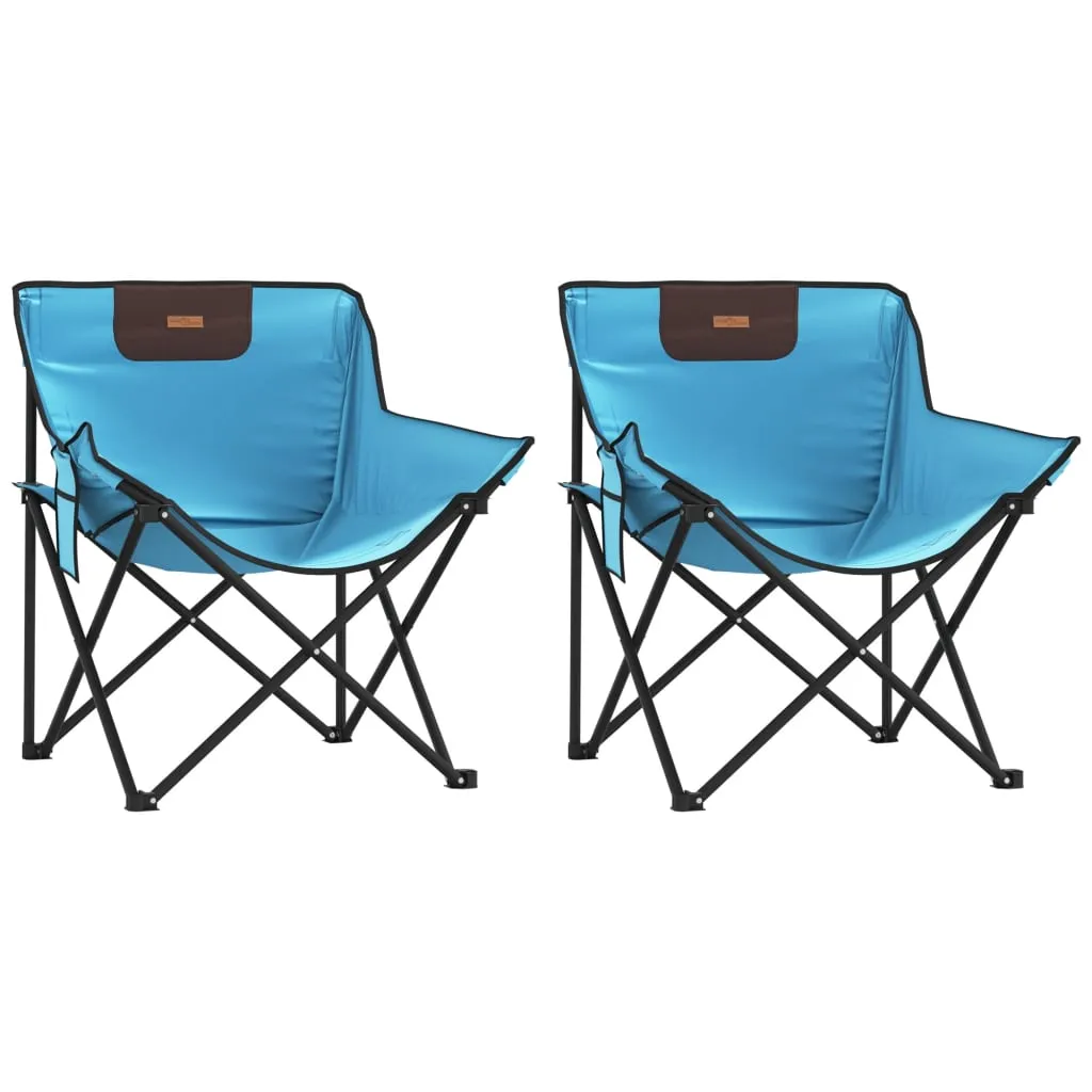 vidaXL Camping Chairs with Pocket Foldable 2 pcs Bright Blue