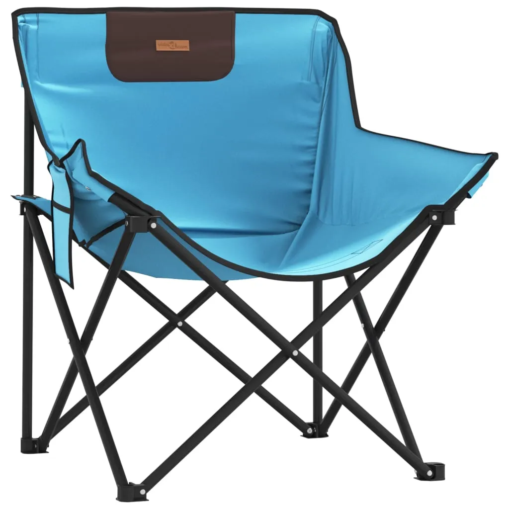 vidaXL Camping Chairs with Pocket Foldable 2 pcs Bright Blue