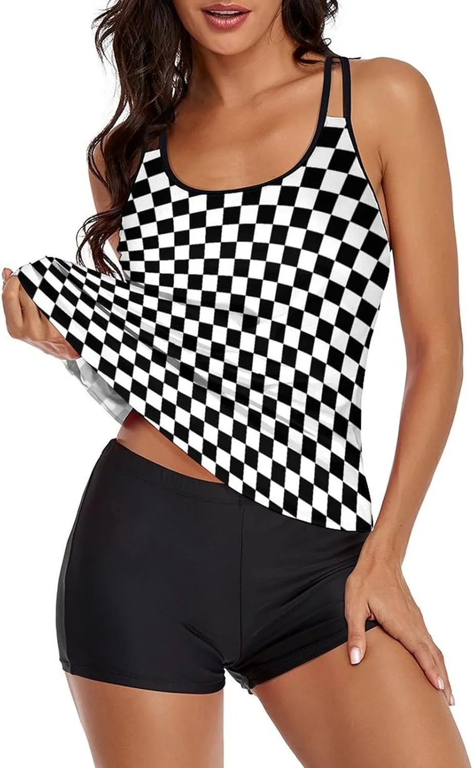 Womens Tankini Swimsuits for Women Two Piece Tummy Control Bathing Suits Swim Tank Top with Boyshorts