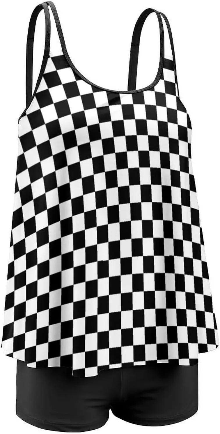 Womens Tankini Swimsuits for Women Two Piece Tummy Control Bathing Suits Swim Tank Top with Boyshorts