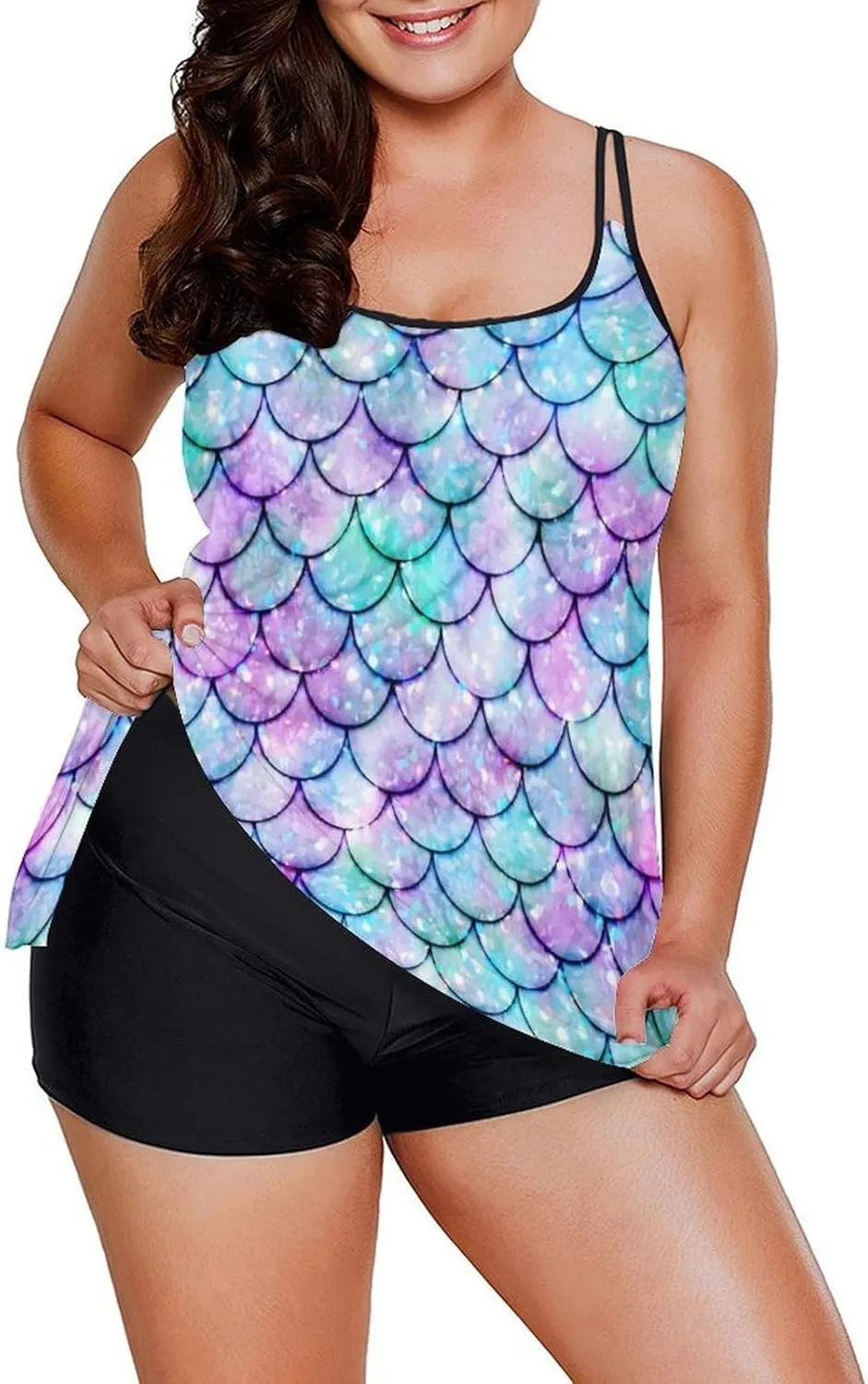 Womens Tankini Swimsuits for Women Two Piece Tummy Control Bathing Suits Swim Tank Top with Boyshorts