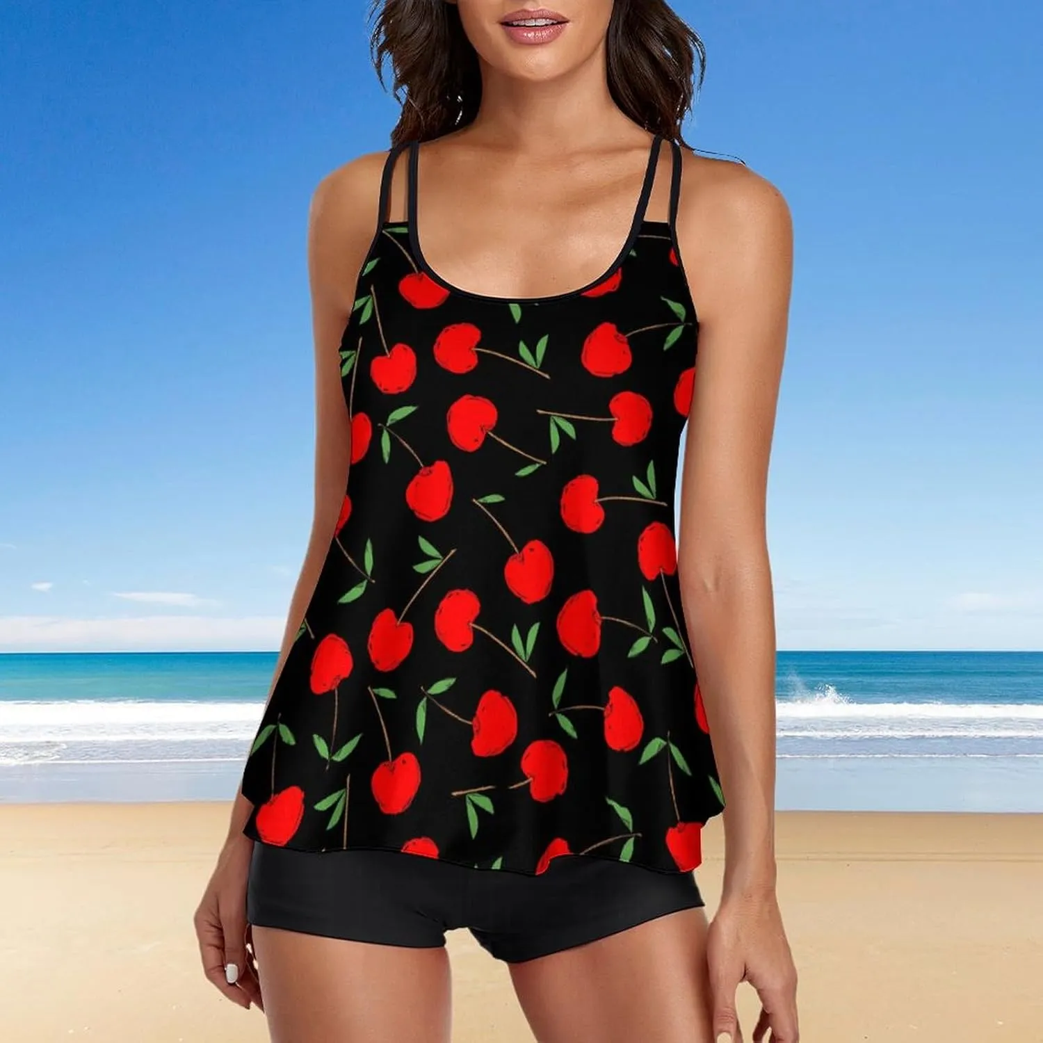 Womens Tankini Swimsuits for Women Two Piece Tummy Control Bathing Suits Swim Tank Top with Boyshorts
